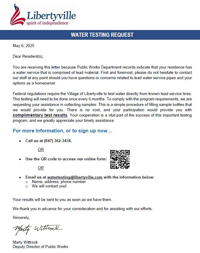 water test request letter